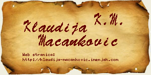 Klaudija Macanković vizit kartica